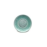 Kaladia - Keramik Reibeteller/Keramikhobel - ideal für Ingwer, Parmesan etc. - Motiv: Türkis - Durchmesser: 12 cm - handgemacht & handbemalt - Made in Spain